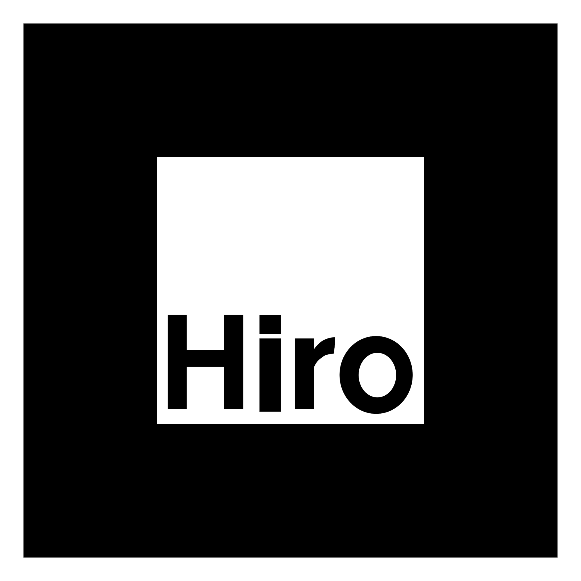 Hiro AR-marker met een vierkante zwarte rand